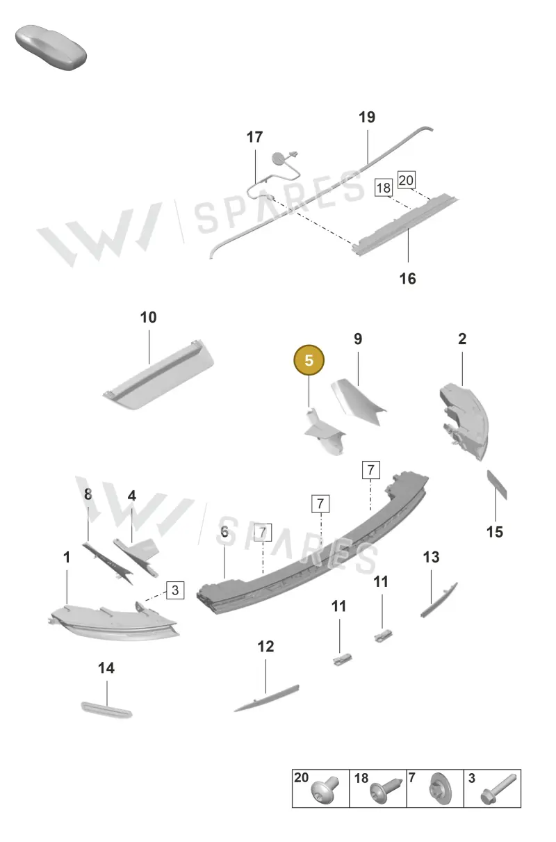 9J0945312B — Porsche Taycan Sport Turismo (2019-2024) diagram p56905050, position 5