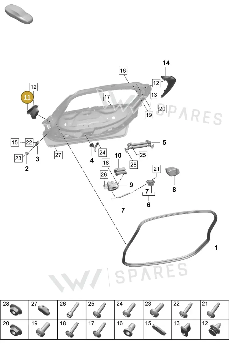 9J0945425A — Porsche Taycan Sport Turismo (2023-) diagram p64803125, position 11