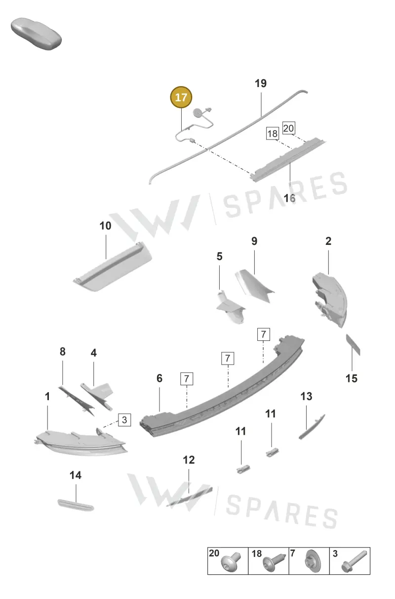 9J0971170A — Porsche Taycan Sport Turismo (2019-2024) diagram p56905050, position 17