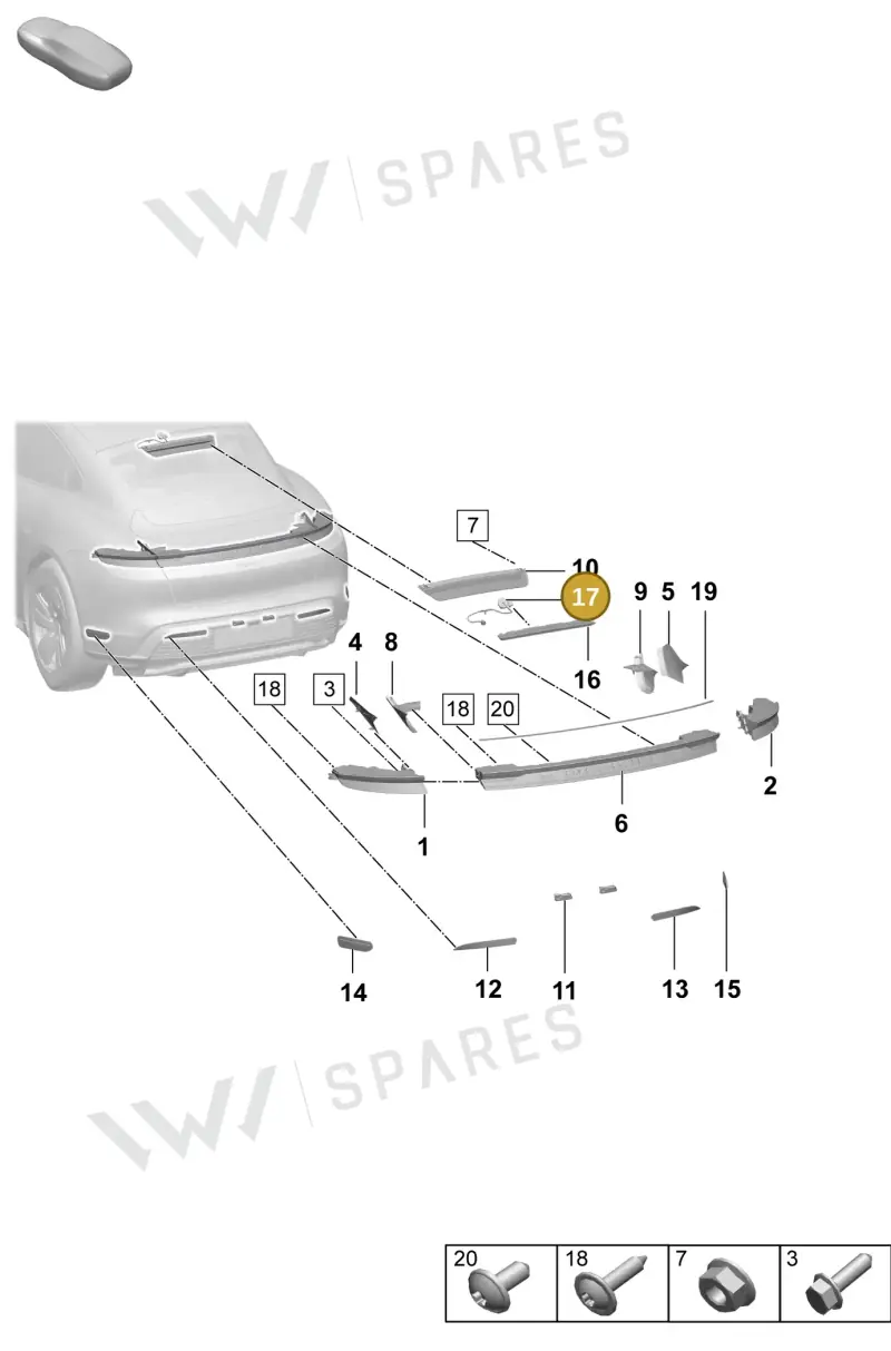 9J0971170A — Porsche Taycan Sport Turismo (2023-2025) diagram p64908400, position 17