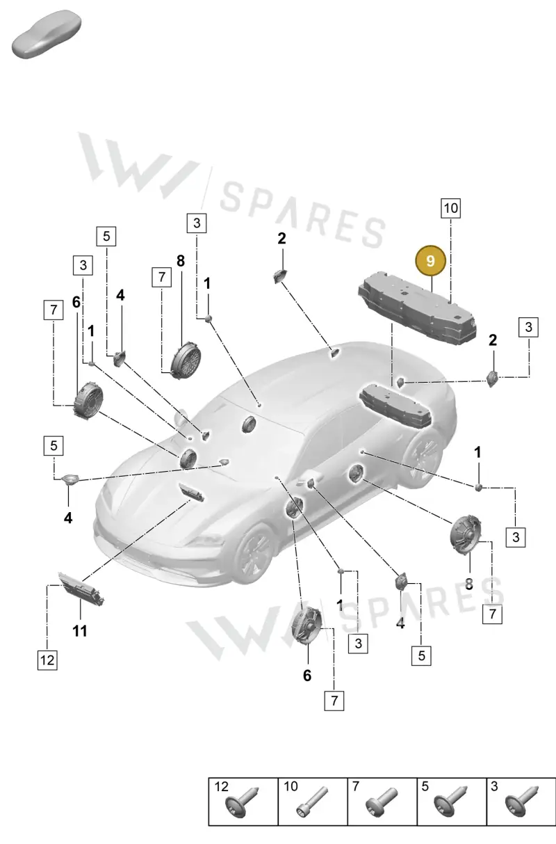 9J1035481 — Porsche Taycan Sport Turismo (2023-2025) diagram p64914100, position 9
