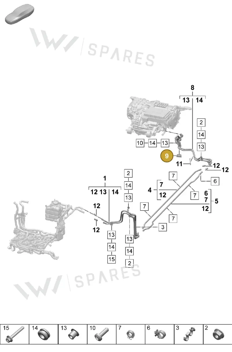 9J1121043 — Porsche Taycan Sport Turismo (2023-2025) diagram p64155070, position 9
