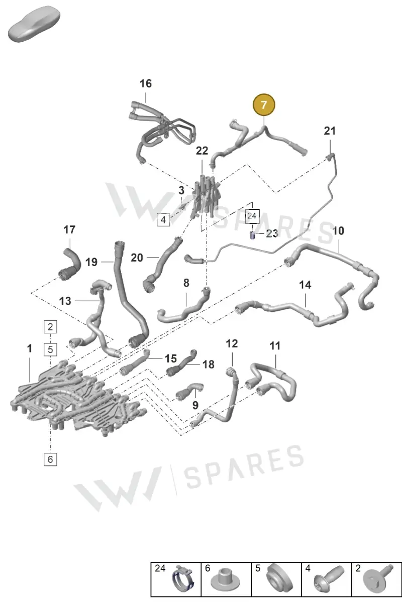9J1121070C — Porsche Taycan Sport Turismo (2019-2024) diagram p56155050, position 7