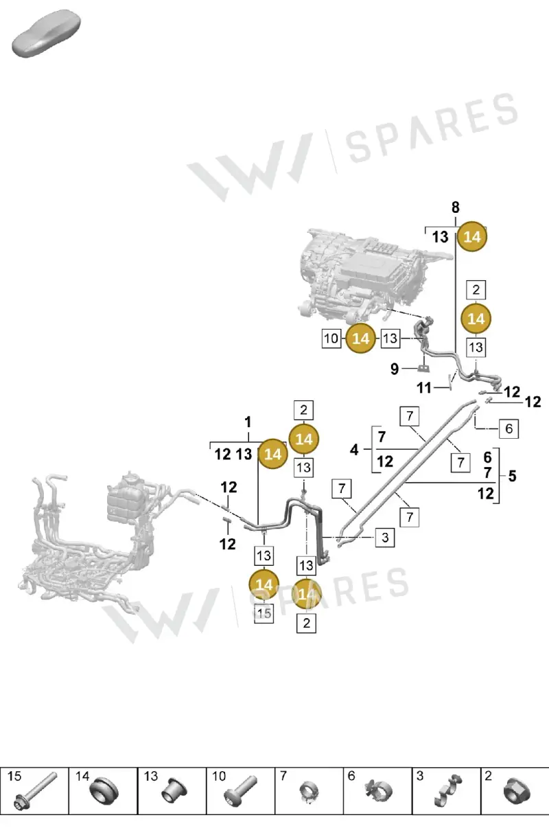 9J1121268 — Porsche Taycan Sport Turismo (2023-2025) diagram p64155070, position 14