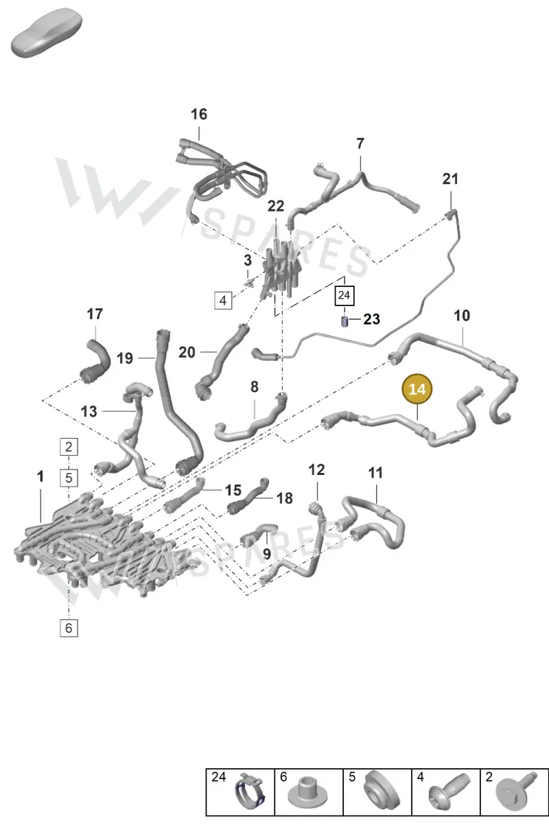 9J1121448 — Porsche Taycan Sport Turismo (2019-2024) diagram p56155055, position 14