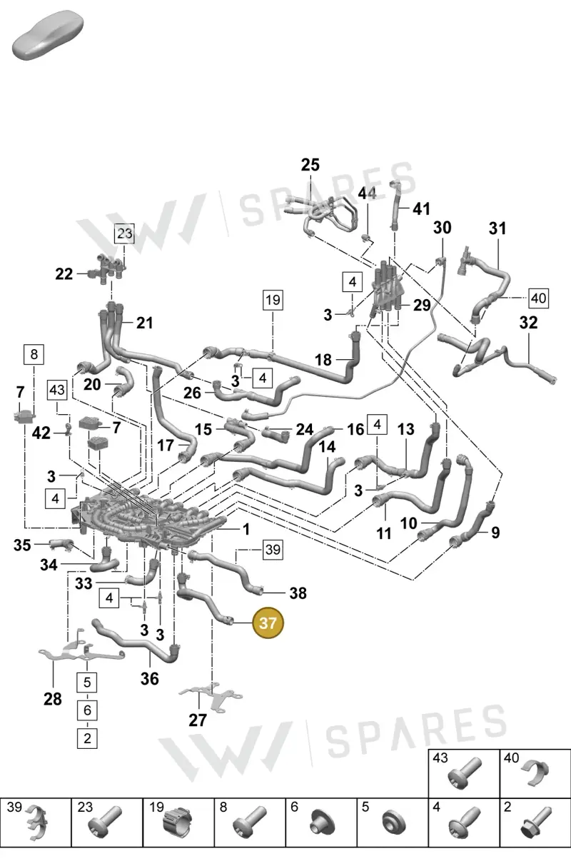 9J1122055D — Porsche Taycan Sport Turismo (2023-2025) diagram p64155050, position 37
