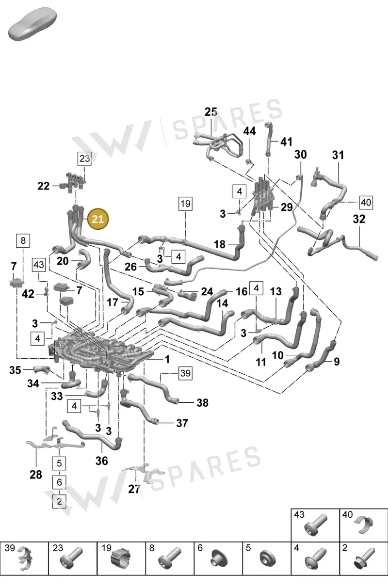 9J1122058C — Porsche Taycan Sport Turismo (2023-2025) diagram p64155050, position 21