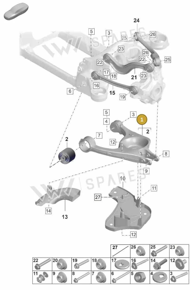 9J1505312B — Porsche Taycan Sport Turismo (2023-2025) diagram p56501050, position 1