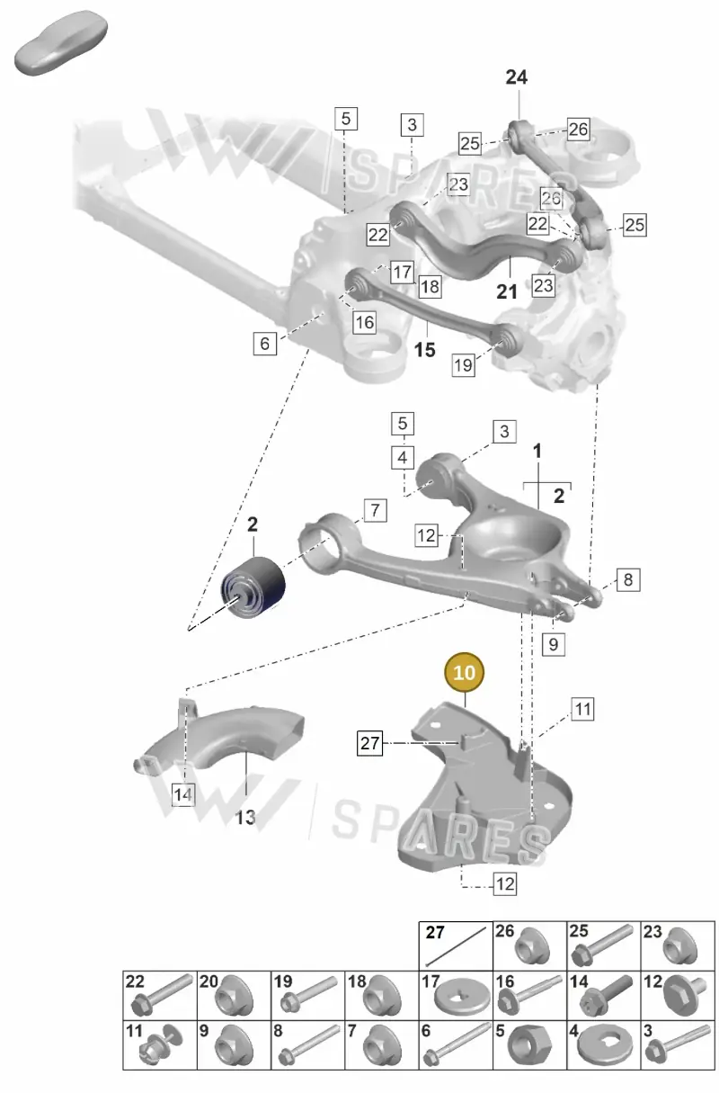 9J1505334E — Porsche Taycan Sport Turismo (2023-2025) diagram p56501050, position 10