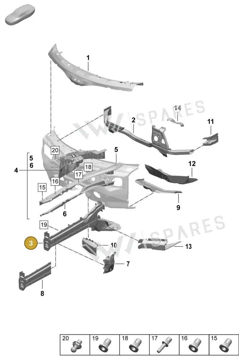 9J1803207AY — Porsche Taycan Sport Turismo (2023-2025) diagram p64801110, position 3