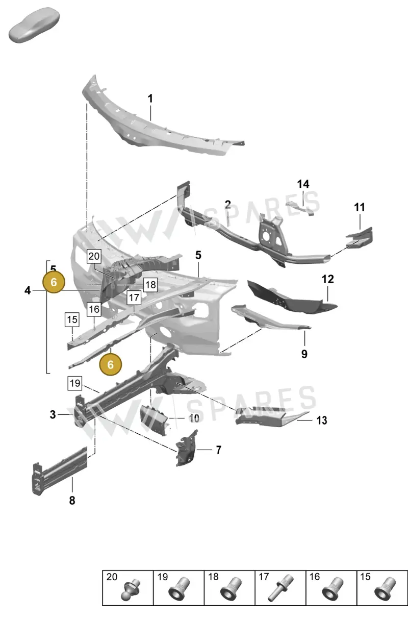 9J1805162Y — Porsche Taycan Sport Turismo (2023-2025) diagram p64801110, position 6