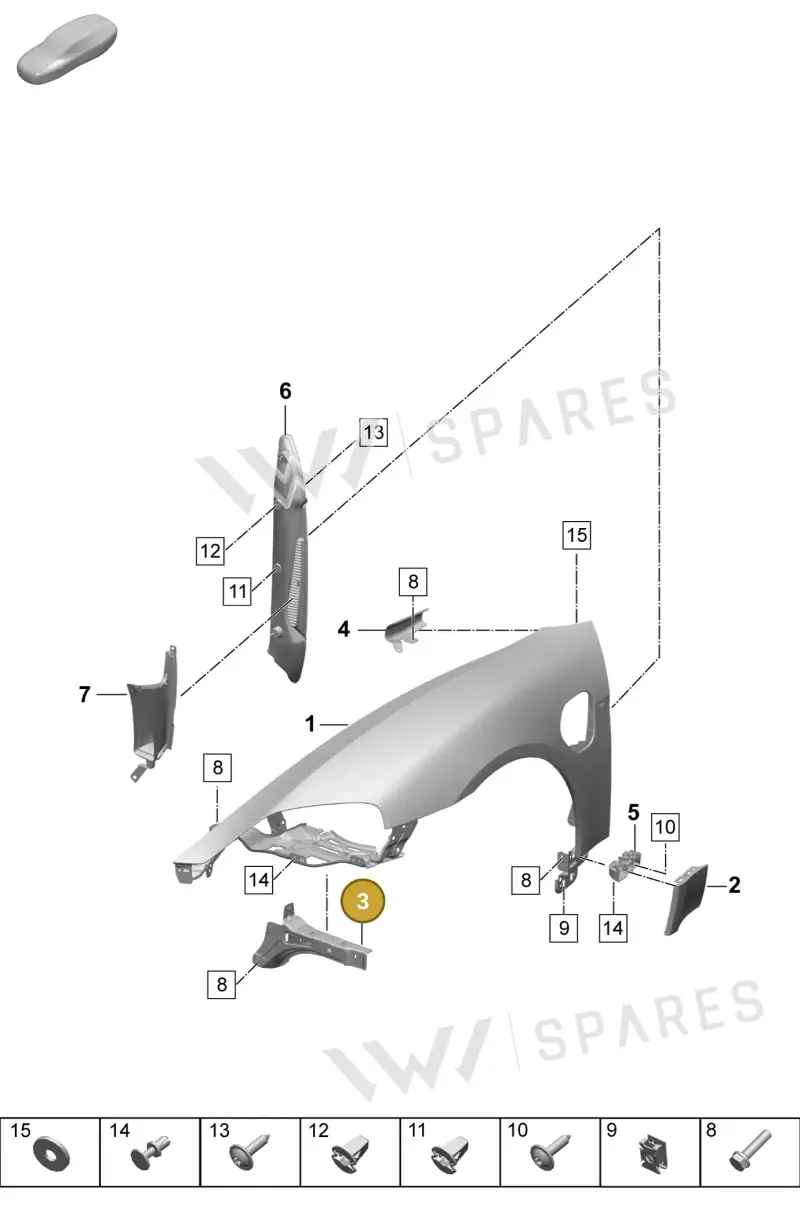 9J1805373Y — Porsche Taycan Sport Turismo (2023-2025) diagram p64801400, position 3