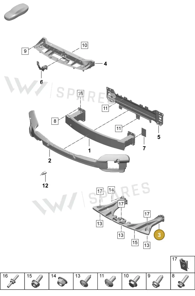 9J1807617A — Porsche Taycan Sport Turismo (2023-2025) diagram p64802400, position 3