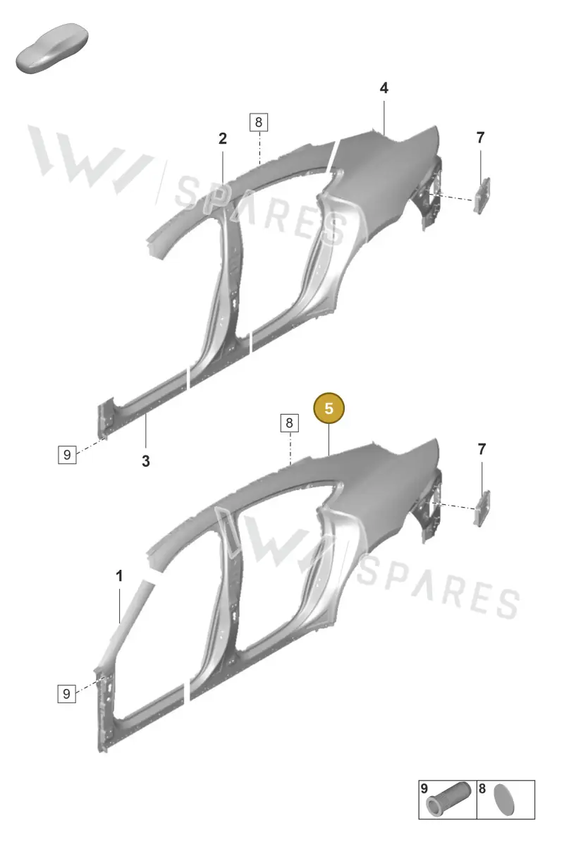 9J1809036YGRV — Porsche Taycan Sport Turismo (2019-2024) diagram p56801500, position 5