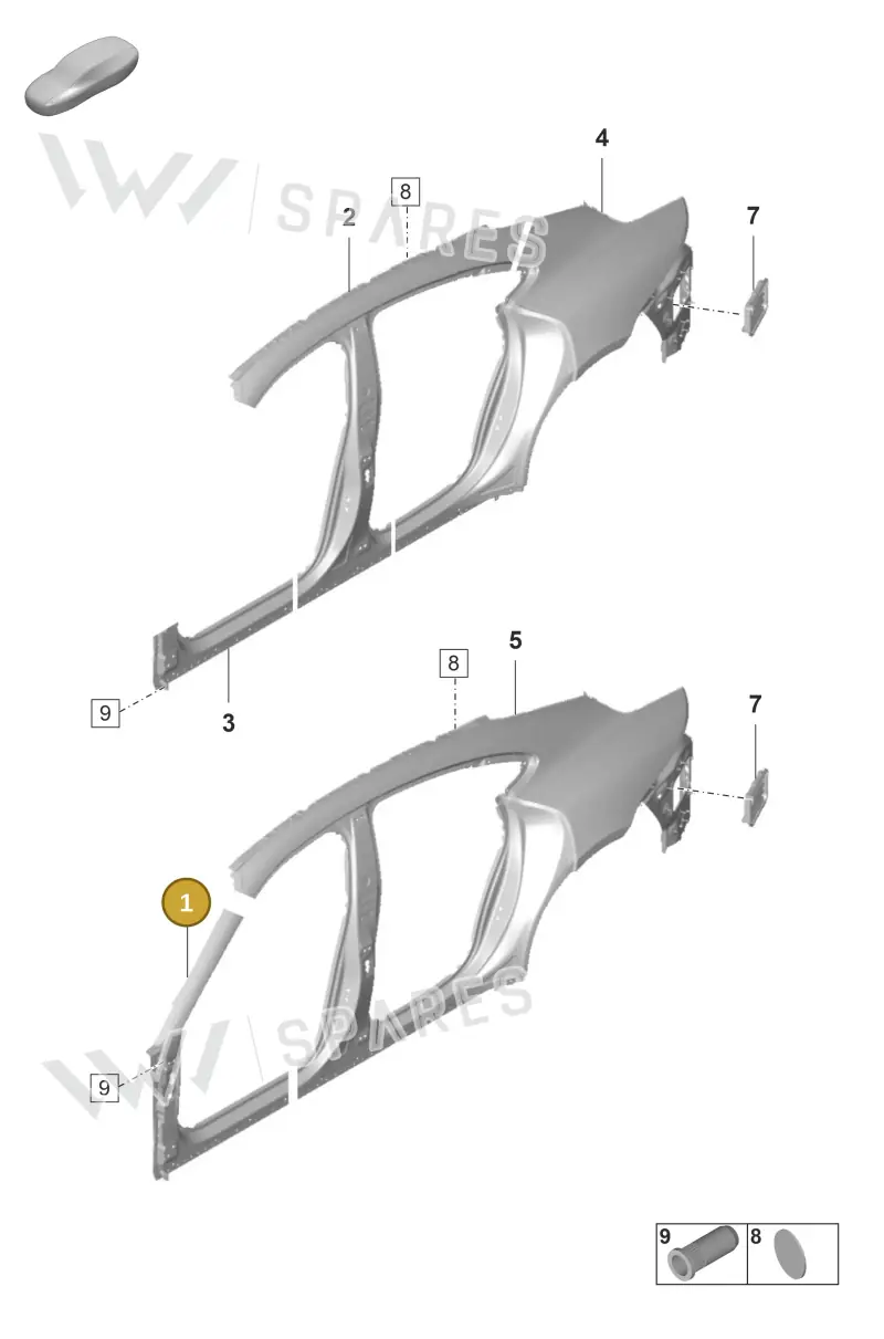 9J1809041YGRV — Porsche Taycan Sport Turismo (2019-2024) diagram p56801500, position 1