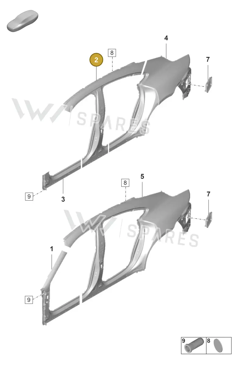 9J1809086YGRV — Porsche Taycan Sport Turismo (2019-2024) diagram p56801500, position 2
