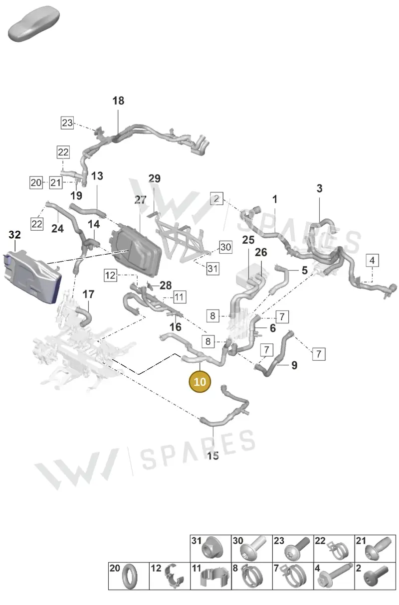 9J1815564 — Porsche Taycan Sport Turismo (2019-2024) diagram p56155060, position 10
