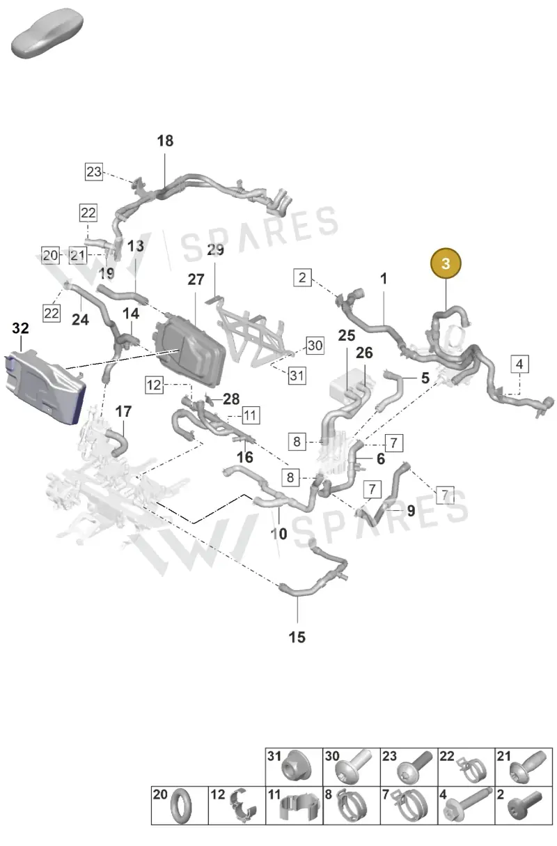 9J1815568C — Porsche Taycan Sport Turismo (2019-2024) diagram p56155060, position 3
