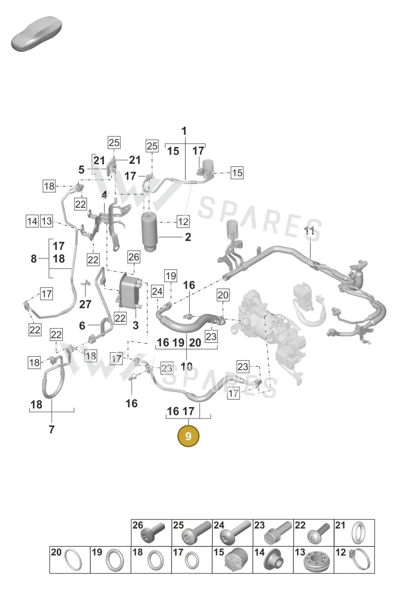 9J1820249AB — Porsche Taycan Sport Turismo (2019-2024) diagram p56814400, position 9