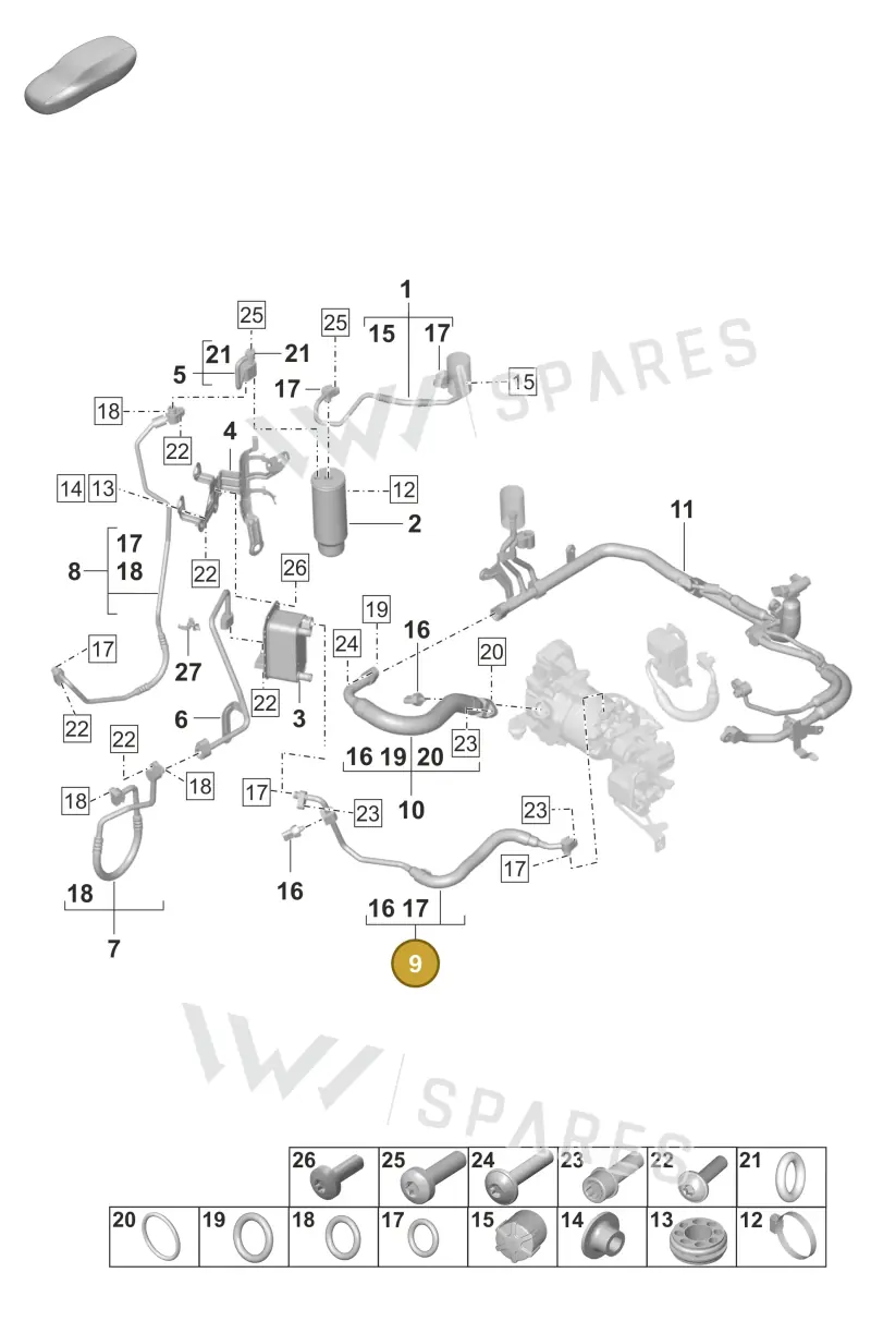 9J1820249H — Porsche Taycan Sport Turismo (2019-2024) diagram p56814400, position 9