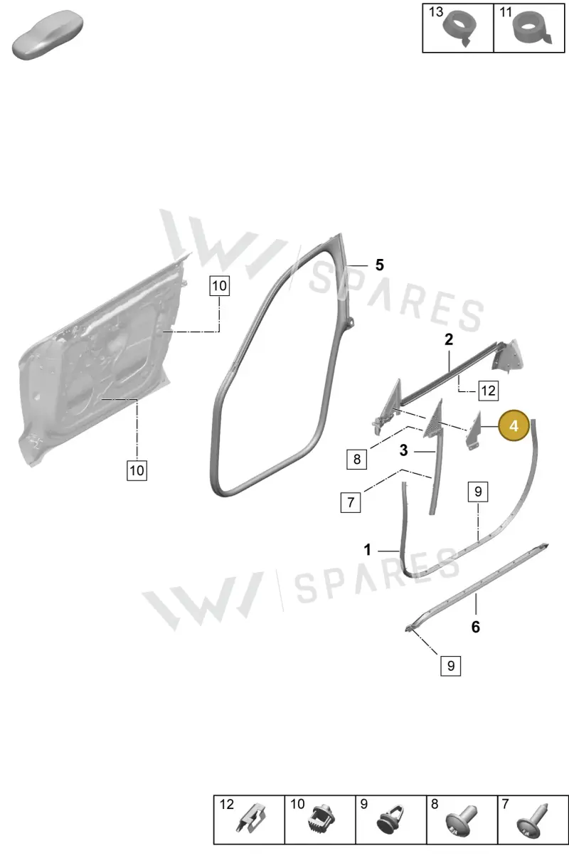 9J1837308A — Porsche Taycan Sport Turismo (2023-2025) diagram p64804100, position 4