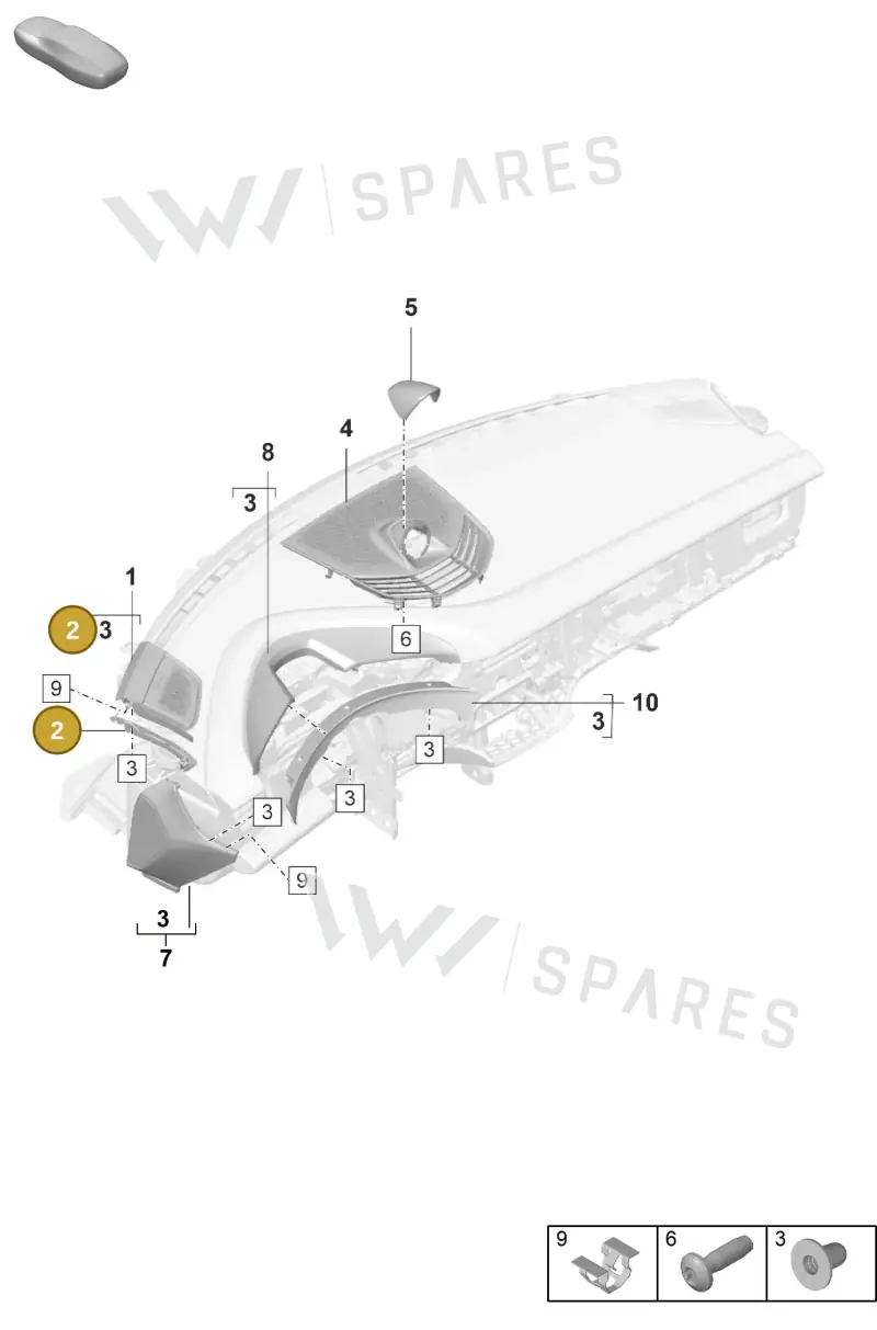 9J1858301 — Porsche Taycan Sport Turismo (2023-2025) diagram p56809020, position 2