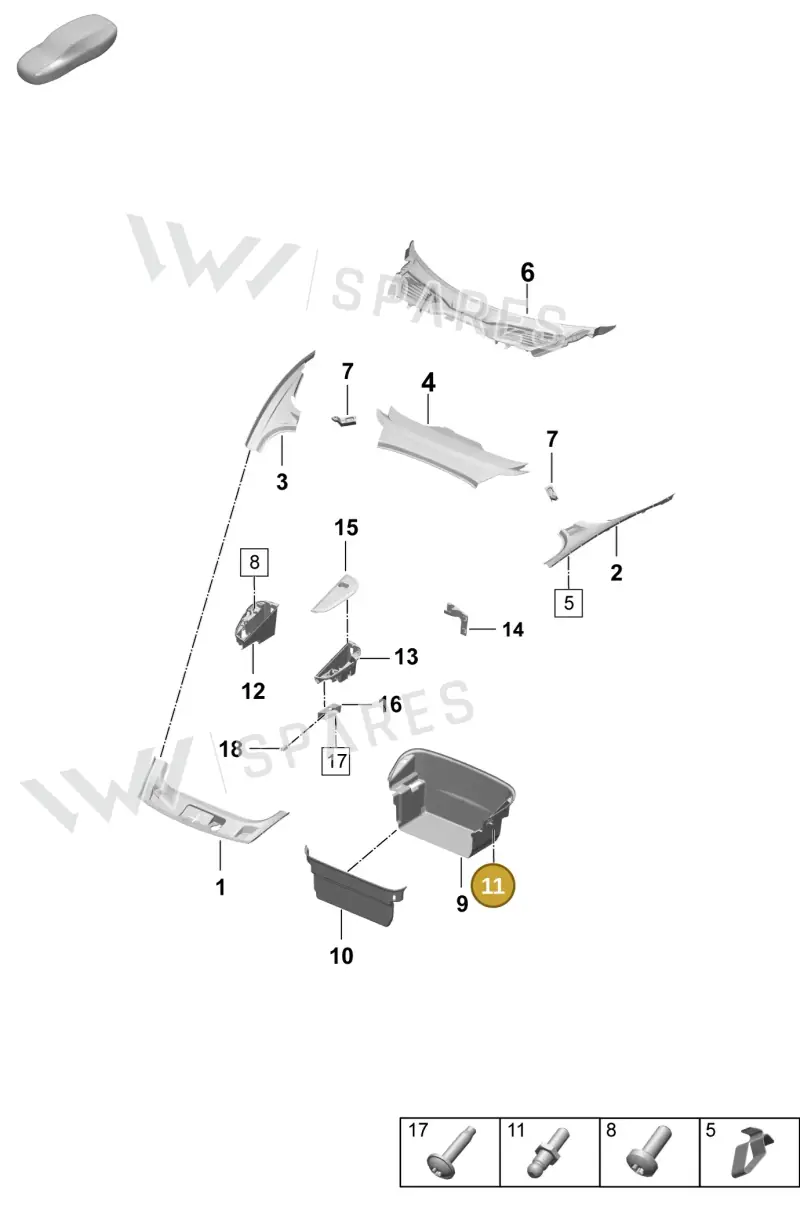 9J1867510 — Porsche Taycan Sport Turismo (2023-2025) diagram p64807000, position 11