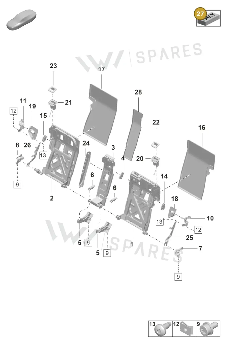 9J1898283A — Porsche Taycan Sport Turismo (2019-2024) diagram p56818010, position 27