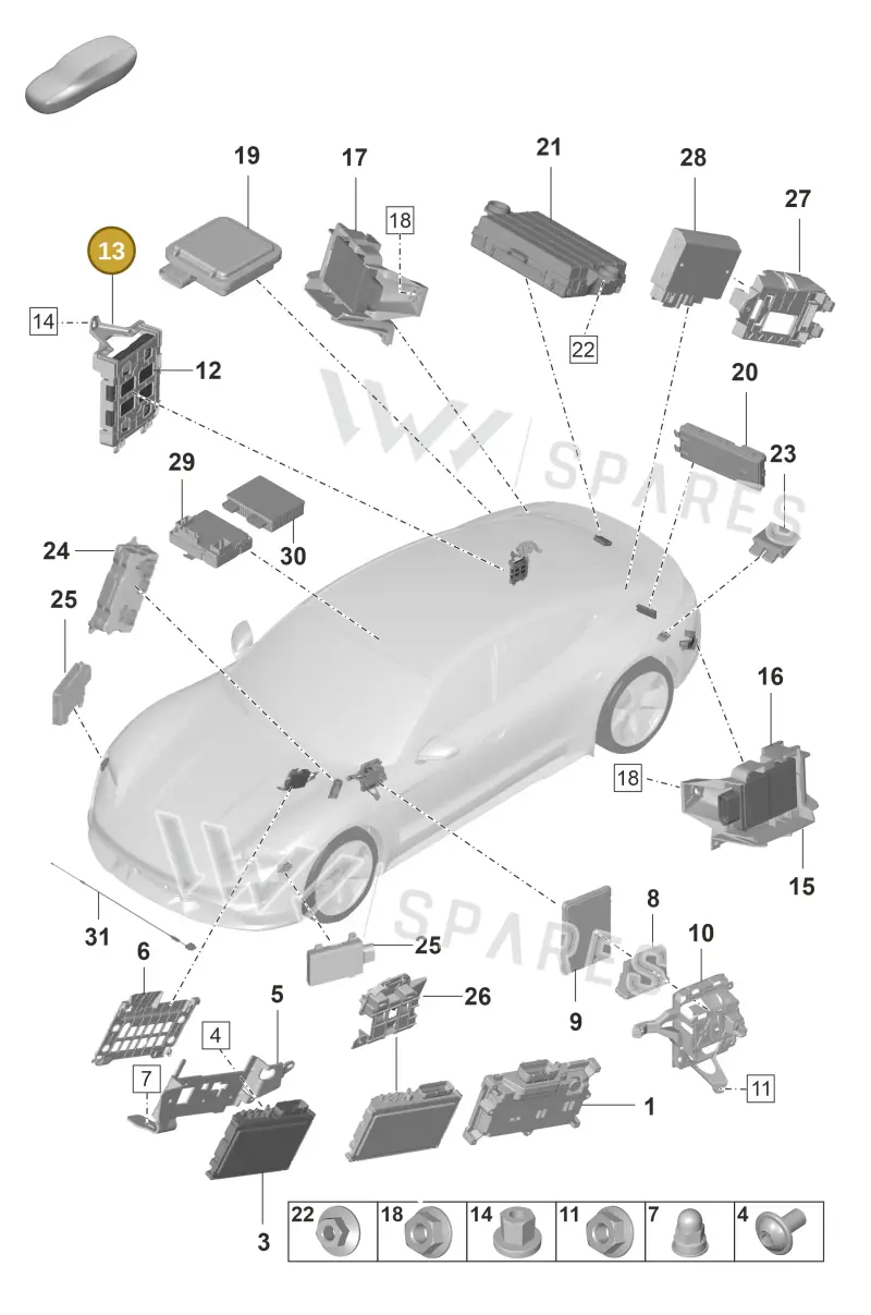 9J1907461 — Porsche Taycan Sport Turismo (2019-2024) diagram p56901040, position 13