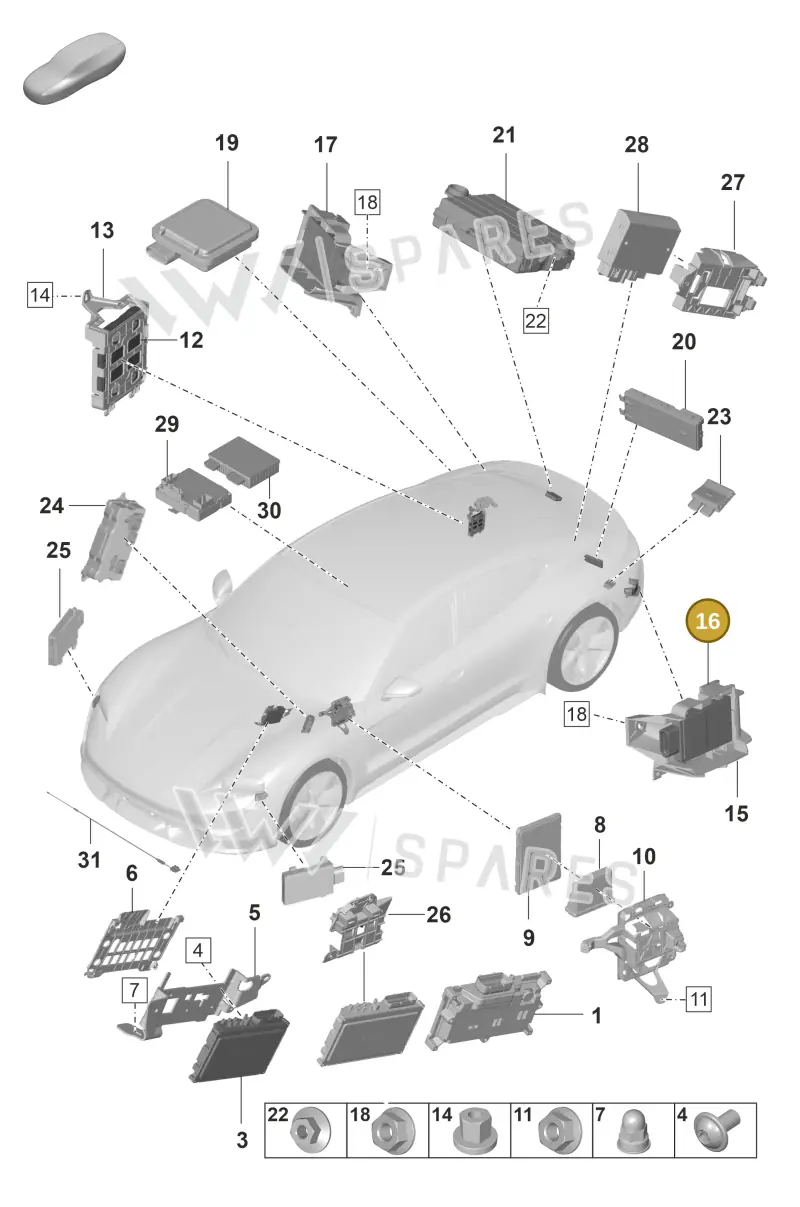 9J1907509A — Porsche Taycan Sport Turismo (2019-2024) diagram p56901040, position 16