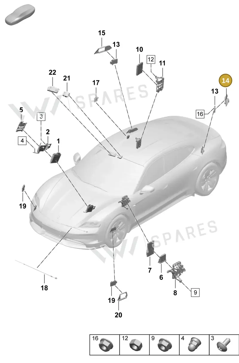 9J1907509B — Porsche Taycan Sport Turismo (2023-2025) diagram p64901300, position 14