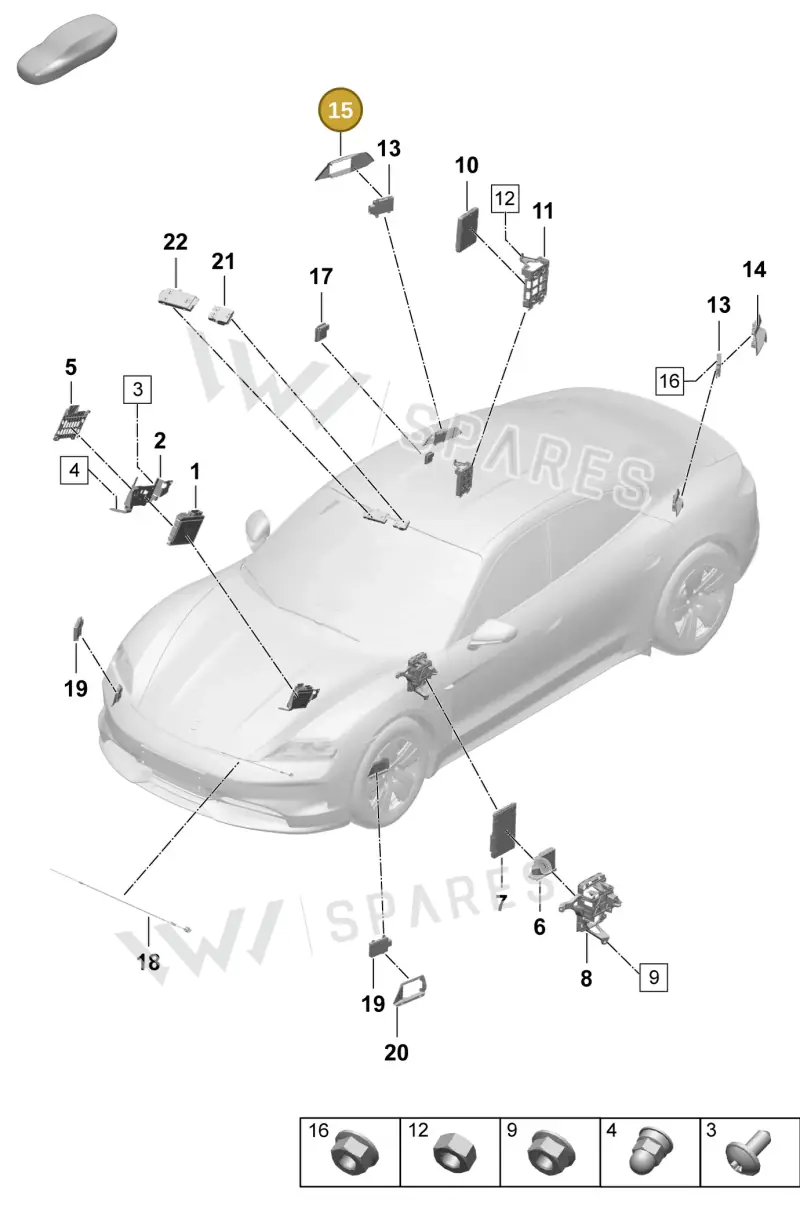 9J1907510A — Porsche Taycan Sport Turismo (2023-2025) diagram p64901300, position 15