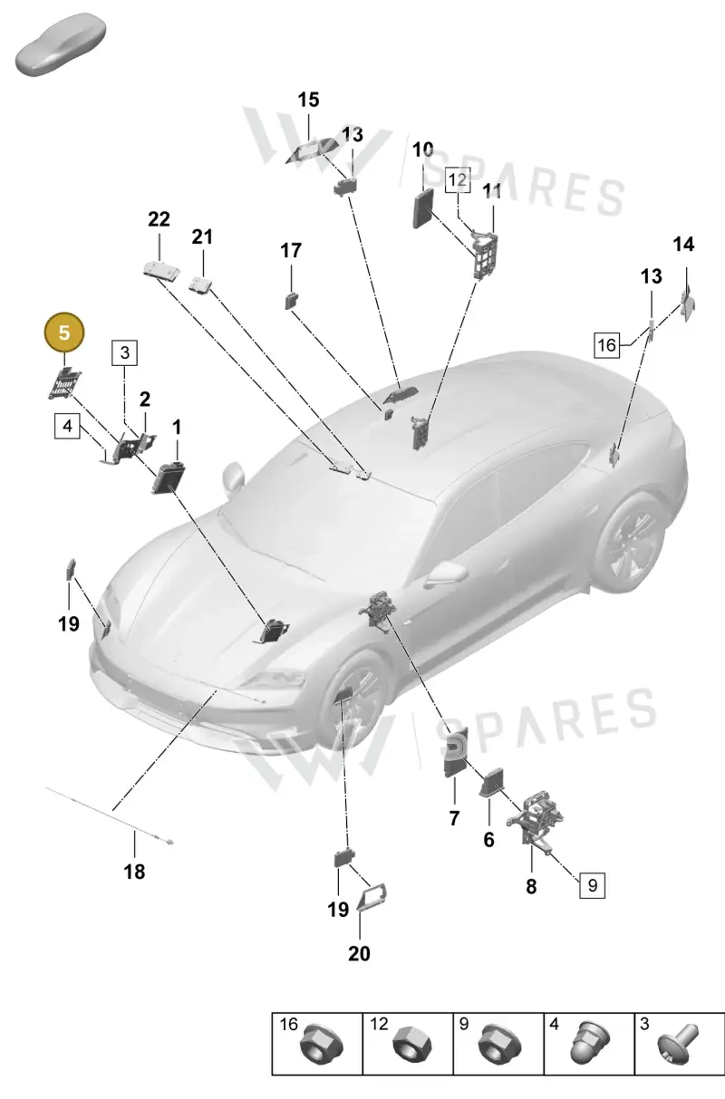 9J1907529A — Porsche Taycan Sport Turismo (2023-2025) diagram p64901300, position 5