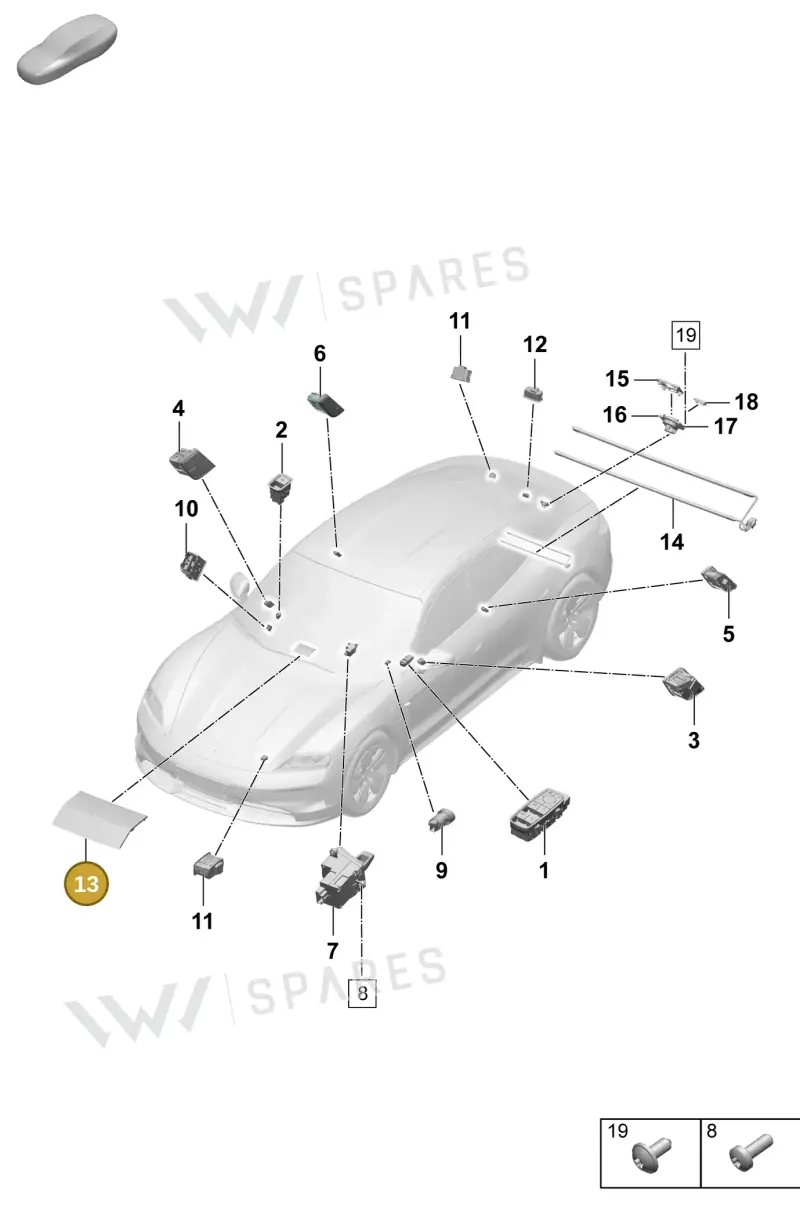 9J1907539D1E0 — Porsche Taycan Sport Turismo (2023-) diagram p64905400, position 13