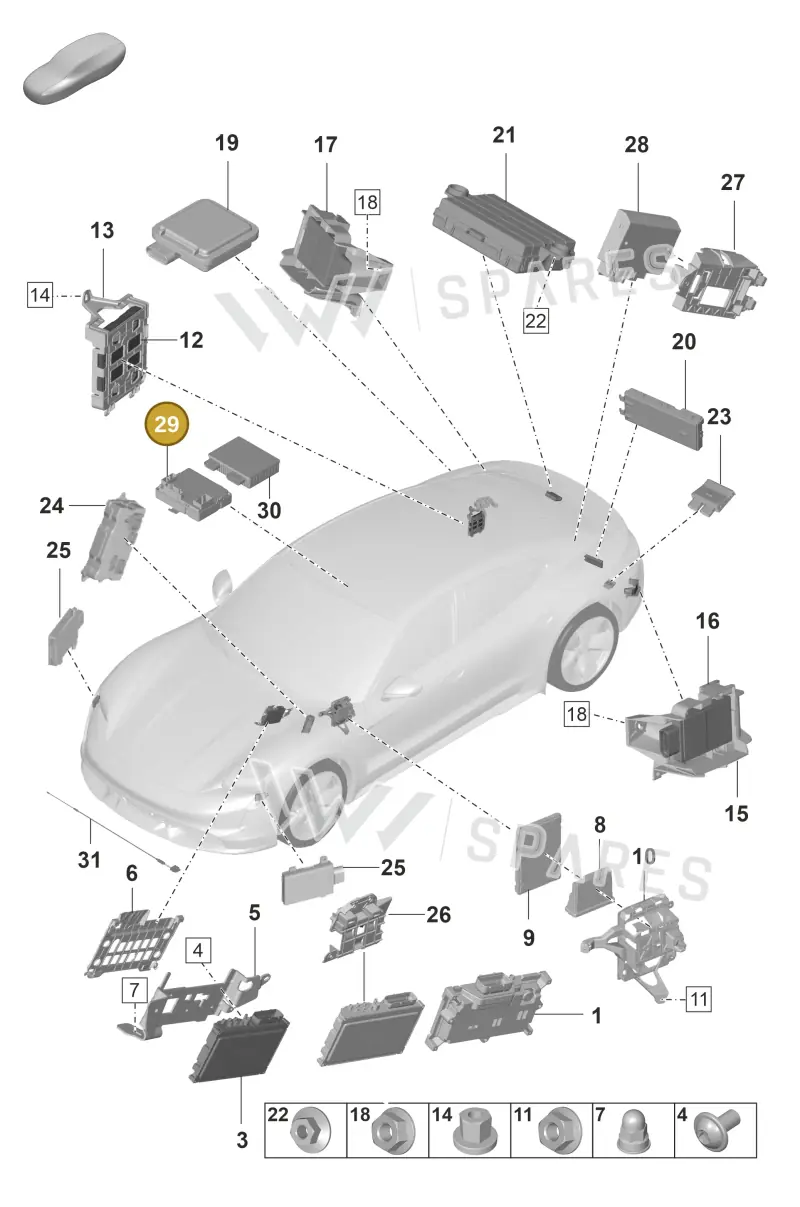 9J1907594A — Porsche Taycan Sport Turismo (2019-2024) diagram p56901040, position 29