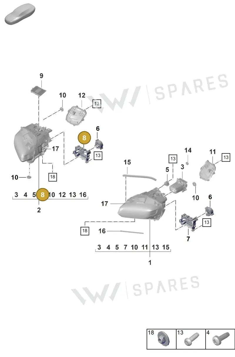9J1941058A — Porsche Taycan Sport Turismo (2019-2024) diagram p56905020, position 8