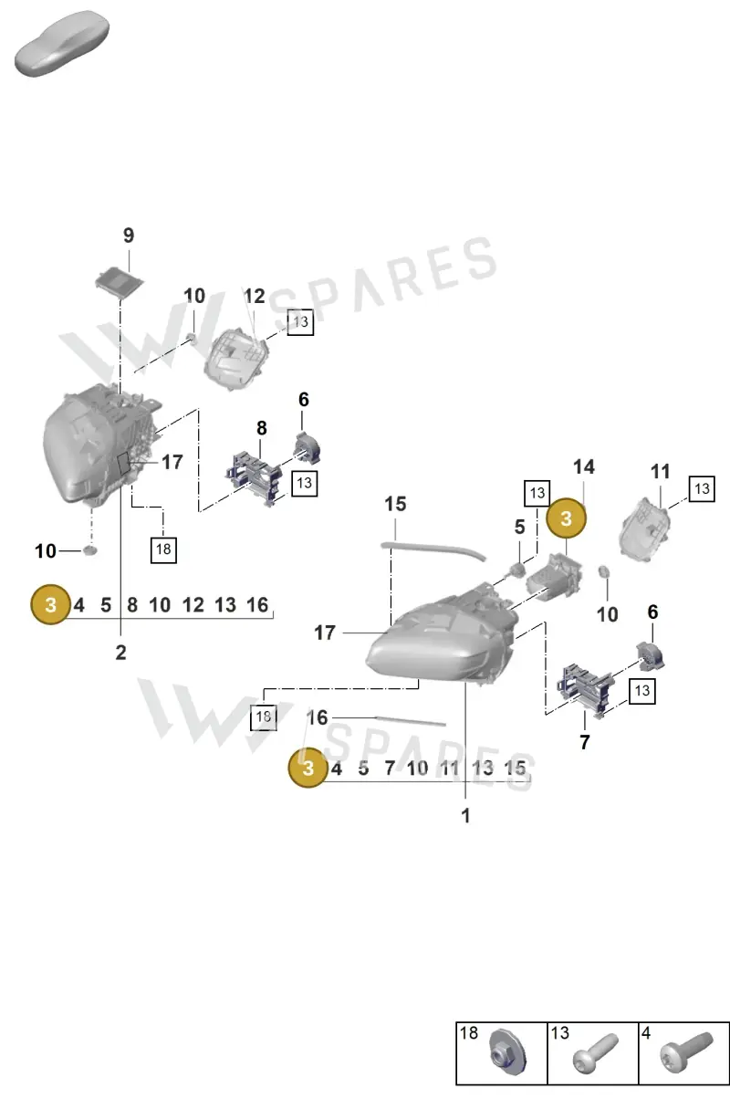 9J1941661A — Porsche Taycan Sport Turismo (2019-2024) diagram p56905020, position 3