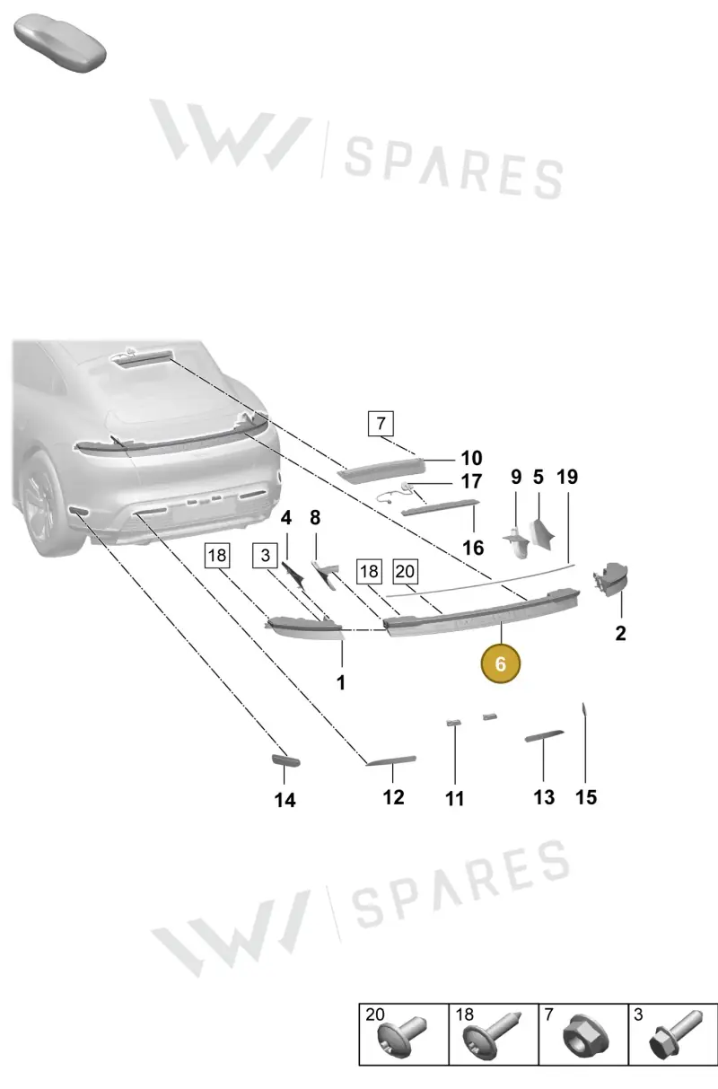 9J1945082B — Porsche Taycan Sport Turismo (2023-2025) diagram p64908400, position 6