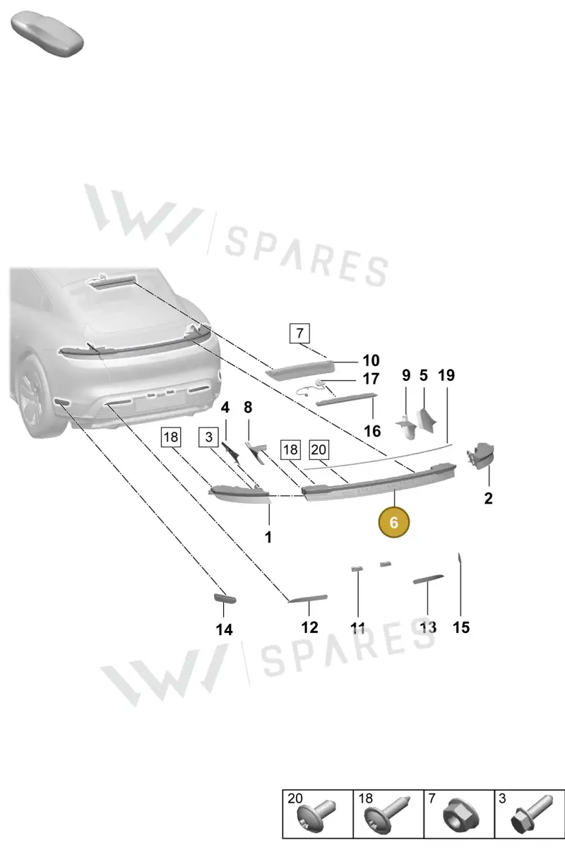 9J1945082C — Porsche Taycan Sport Turismo (2023-2025) diagram p64908400, position 6