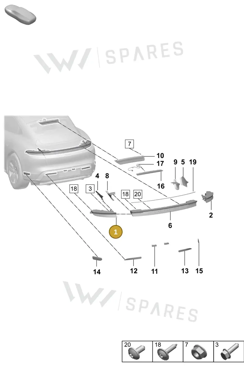 9J1945095A — Porsche Taycan Sport Turismo (2023-2025) diagram p64908400, position 1