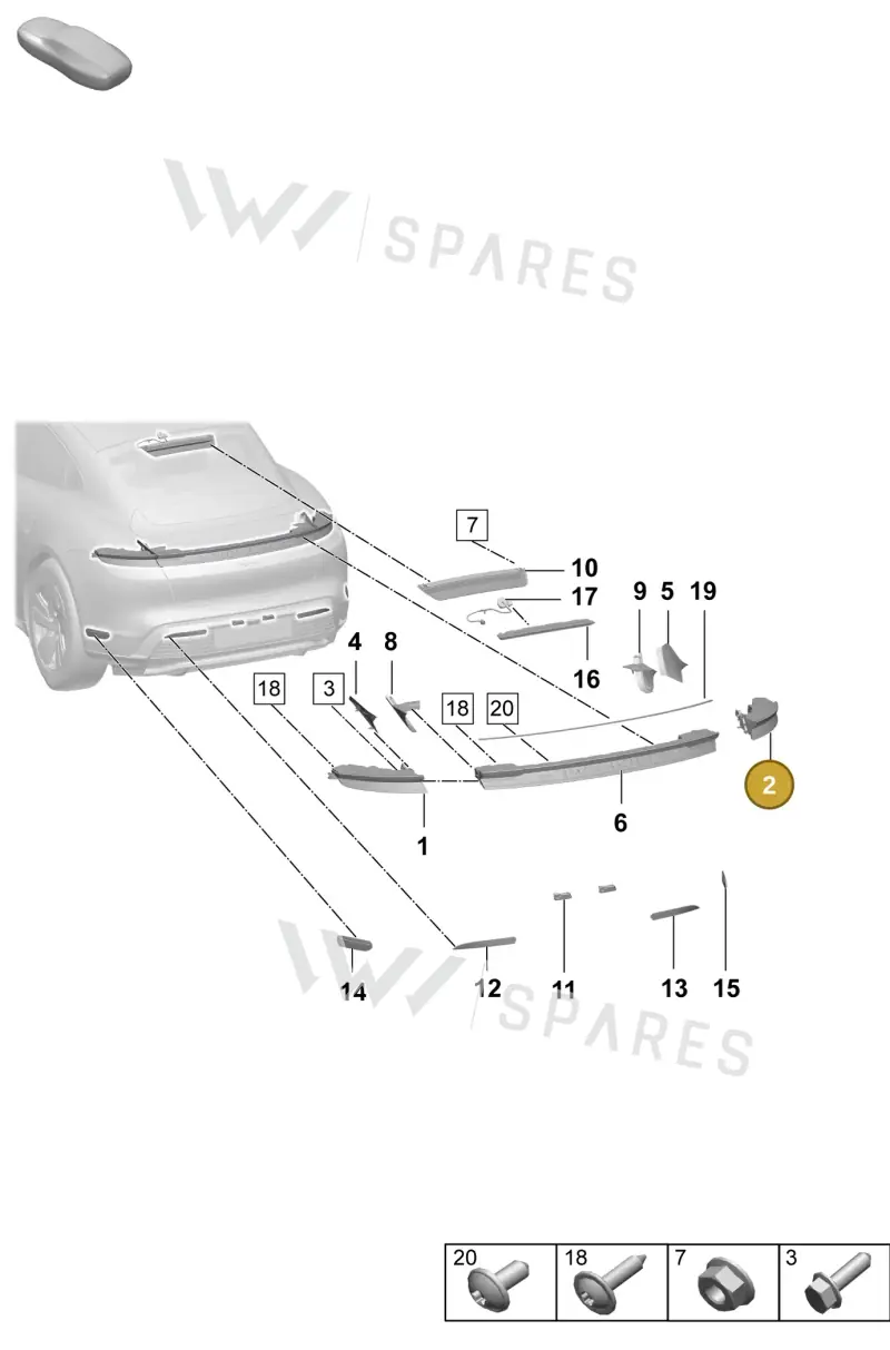 9J1945096A — Porsche Taycan Sport Turismo (2023-2025) diagram p64908400, position 2