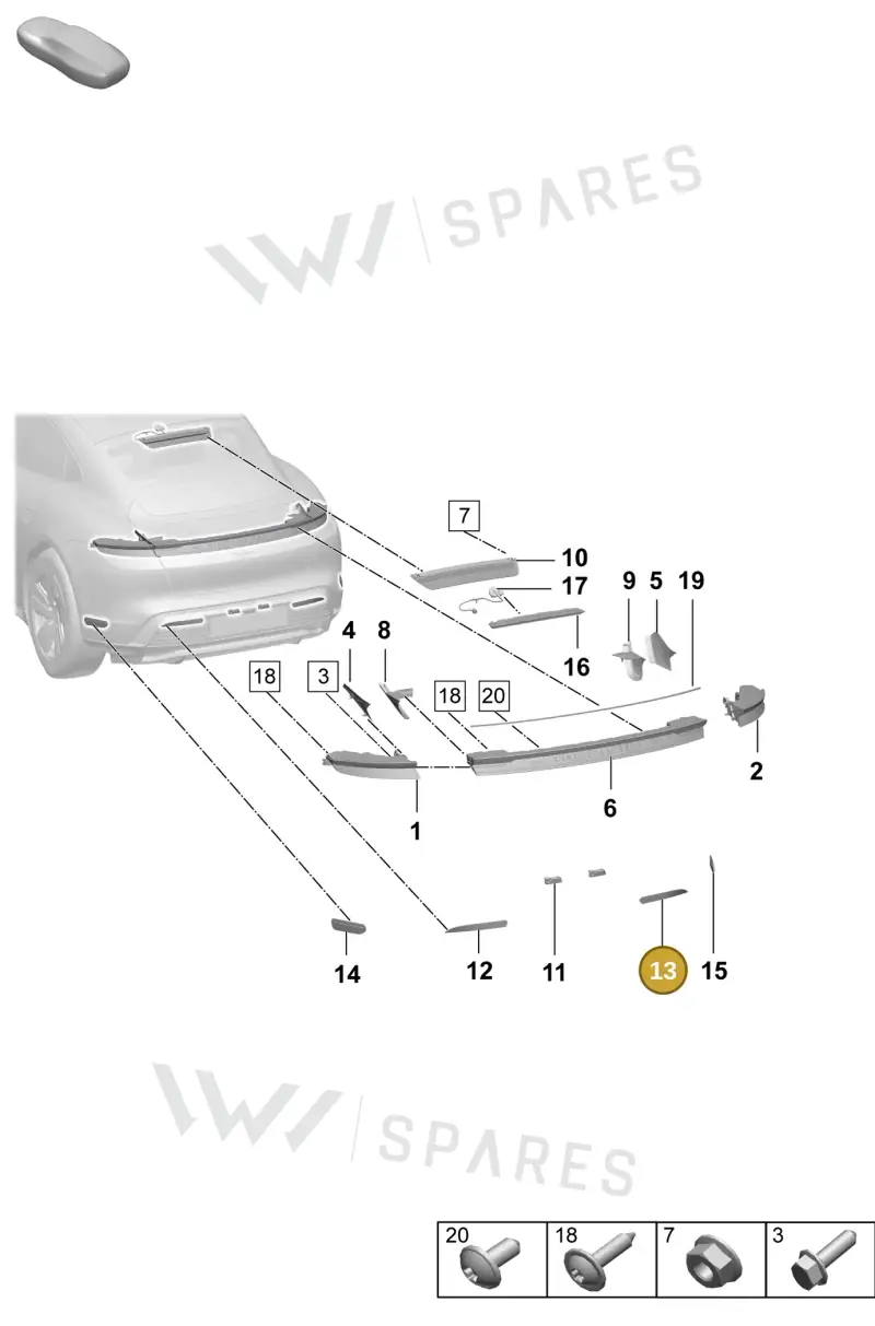 9J1945104AC — Porsche Taycan Sport Turismo (2023-2025) diagram p64908400, position 13