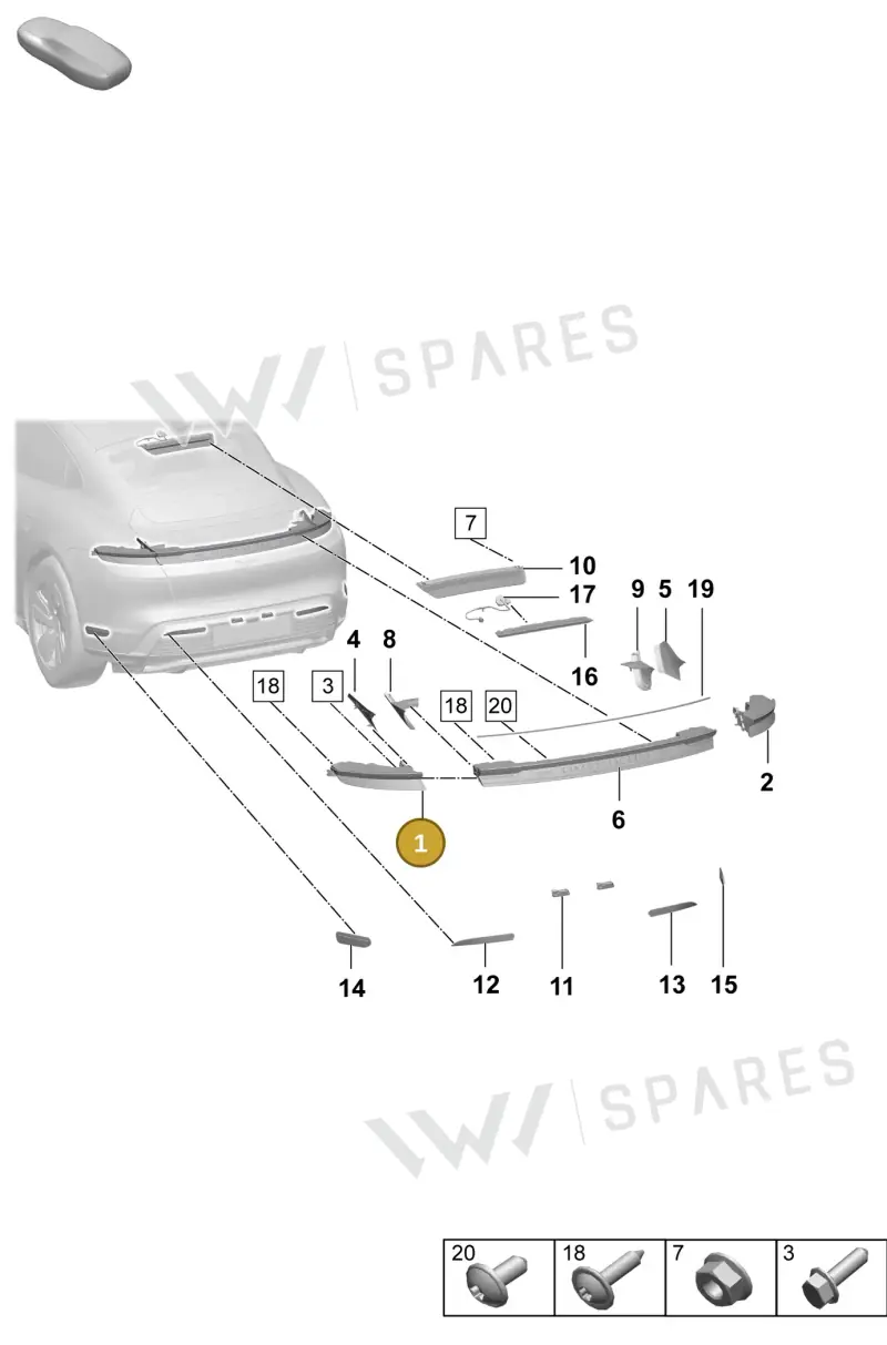 9J1945307A — Porsche Taycan Sport Turismo (2023-2025) diagram p64908400, position 1