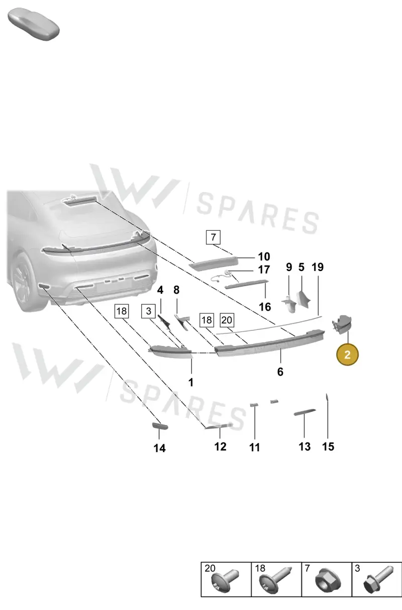 9J1945308A — Porsche Taycan Sport Turismo (2023-2025) diagram p64908400, position 2