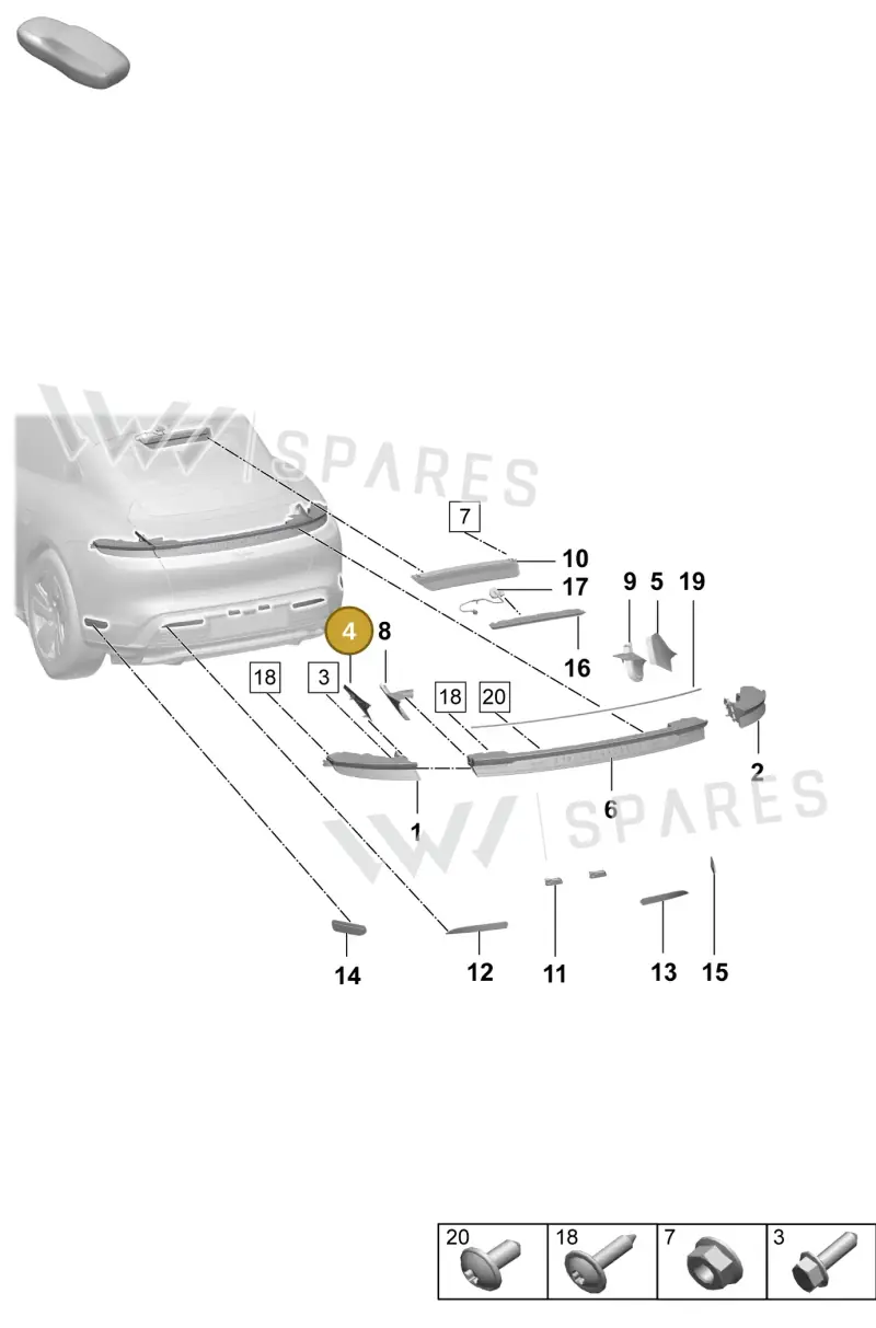 9J1945425P — Porsche Taycan Sport Turismo (2023-2025) diagram p64908400, position 4