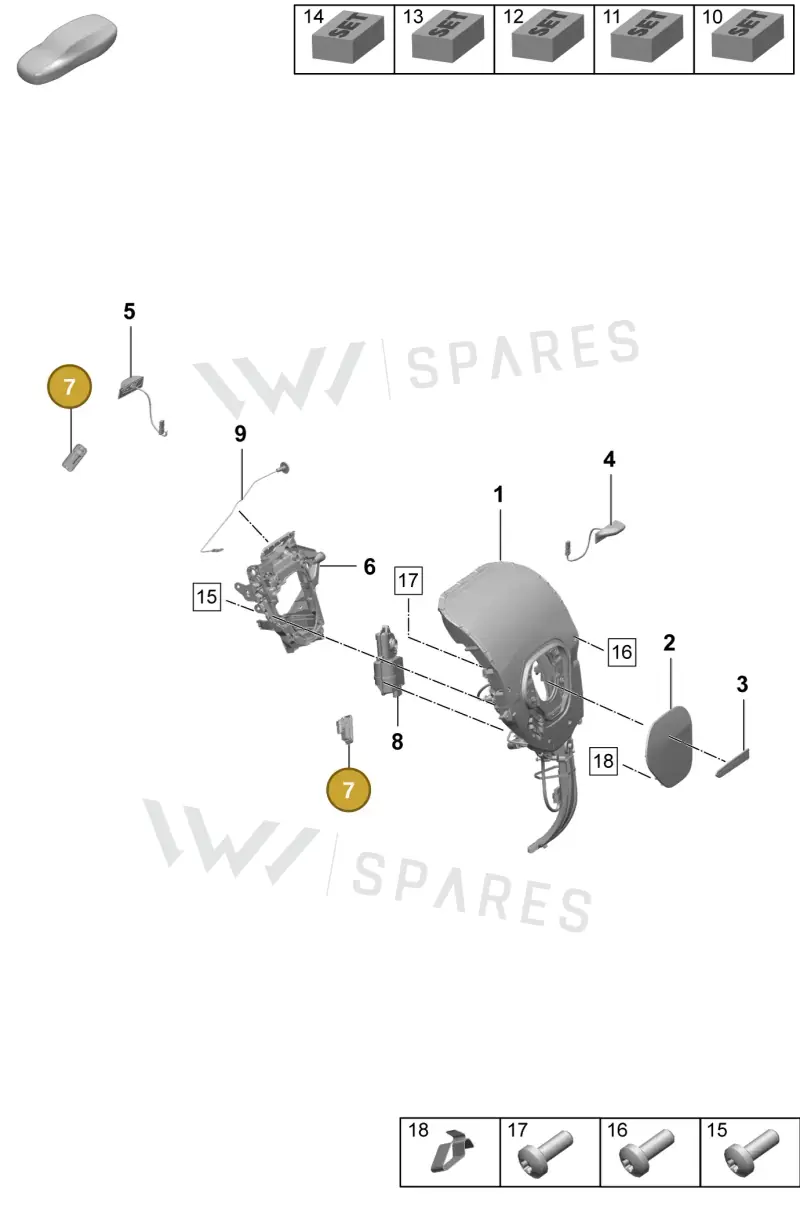 9J1947211A — Porsche Taycan Sport Turismo (2023-2025) diagram p64801410, position 7