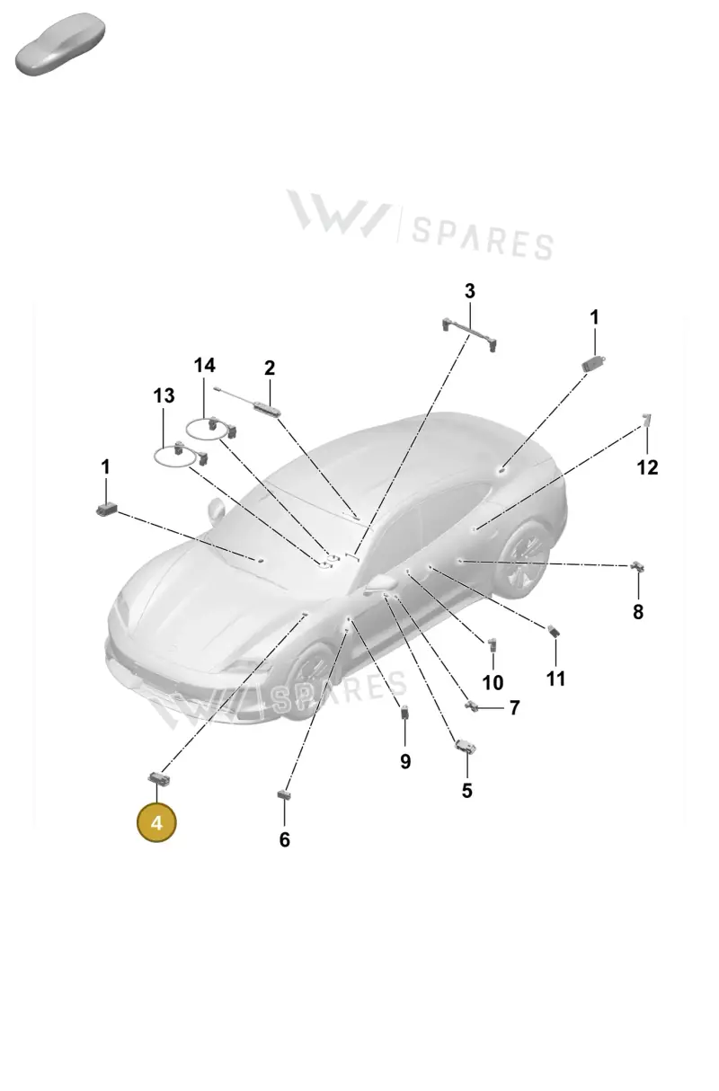9J1947415A — Porsche Taycan Sport Turismo (2023-2025) diagram p64905200, position 4