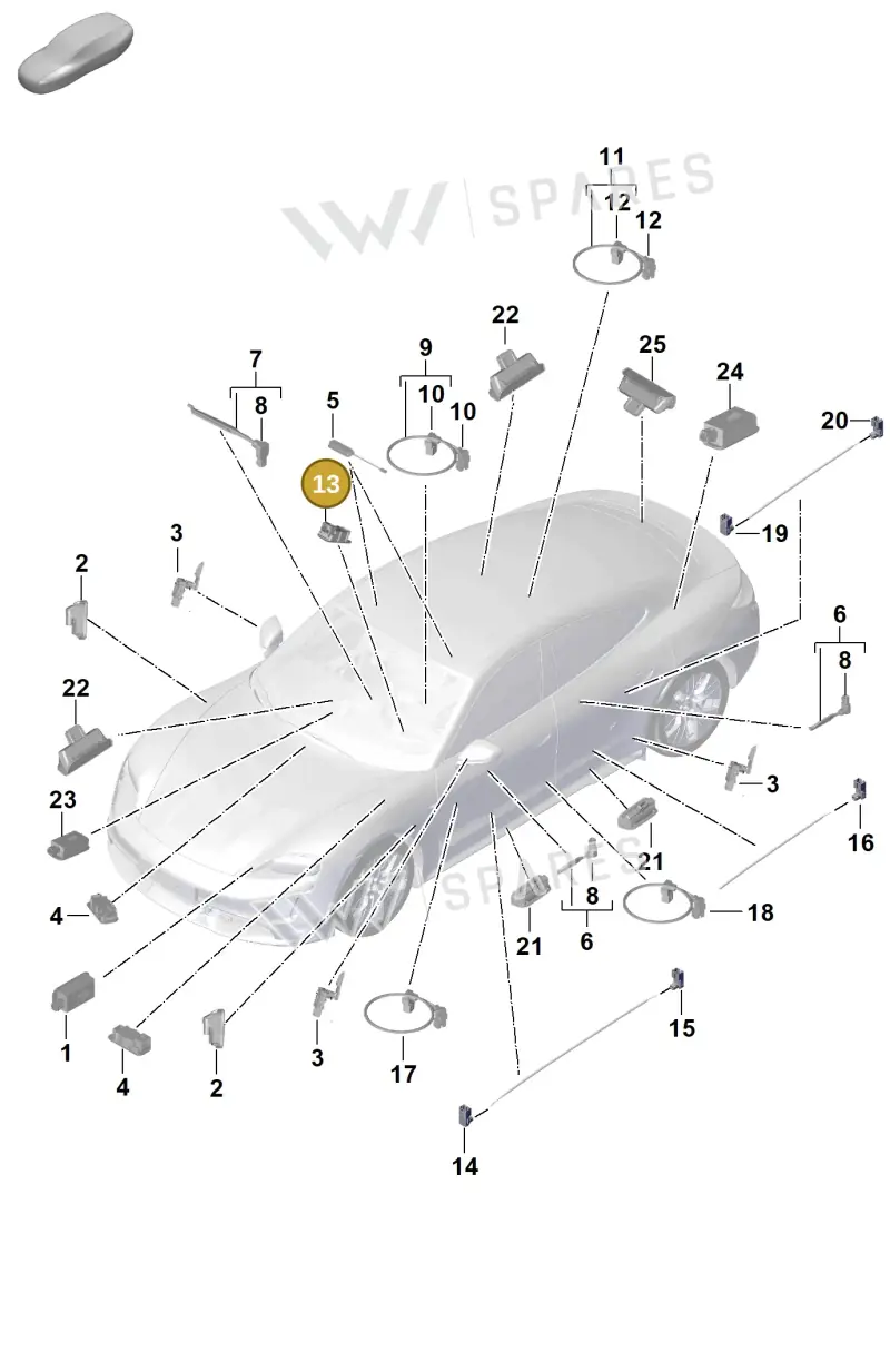 9J1947415E — Porsche Taycan Sport Turismo (2019-2024) diagram p56903045, position 13