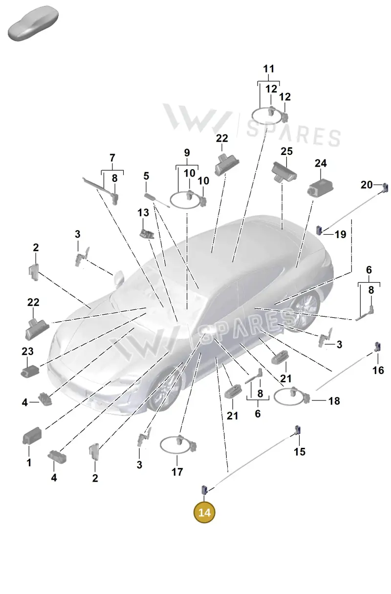 9J1947581AS — Porsche Taycan Sport Turismo (2019-2024) diagram p56903045, position 14