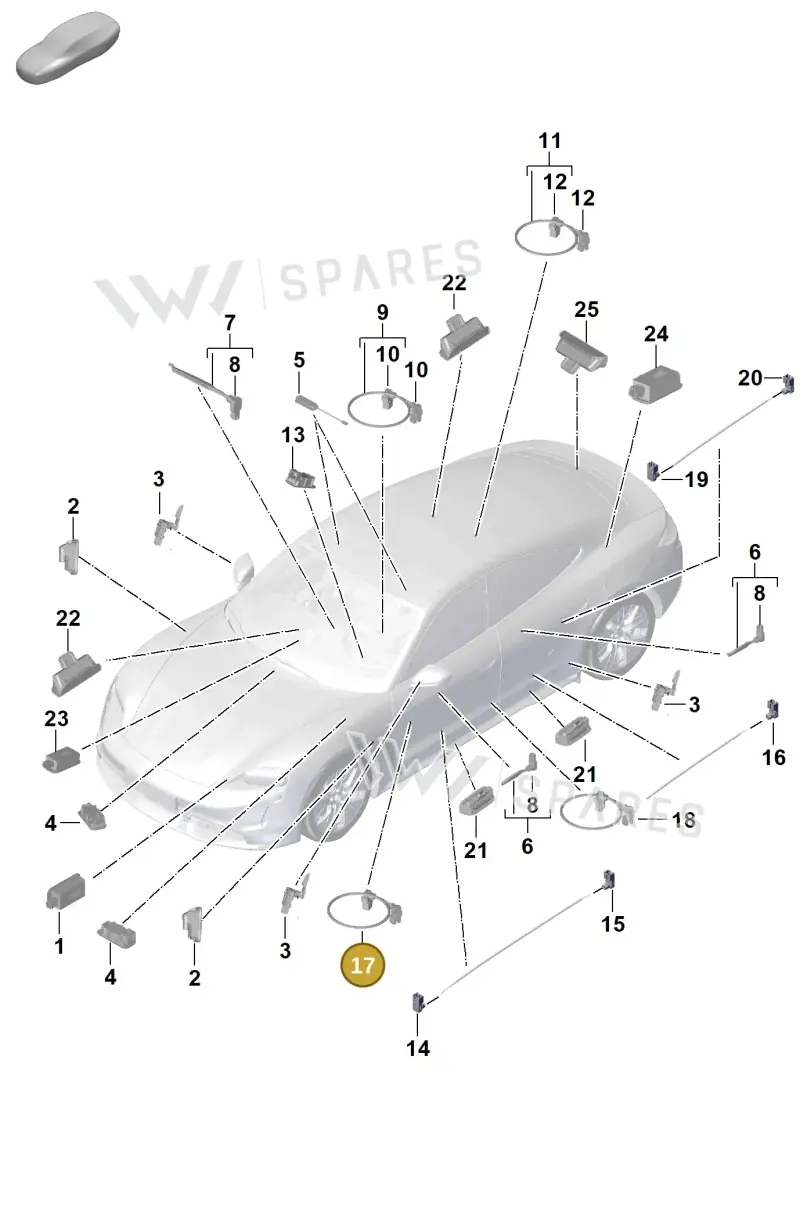 9J1947581F — Porsche Taycan Sport Turismo (2019-2024) diagram p56903045, position 17
